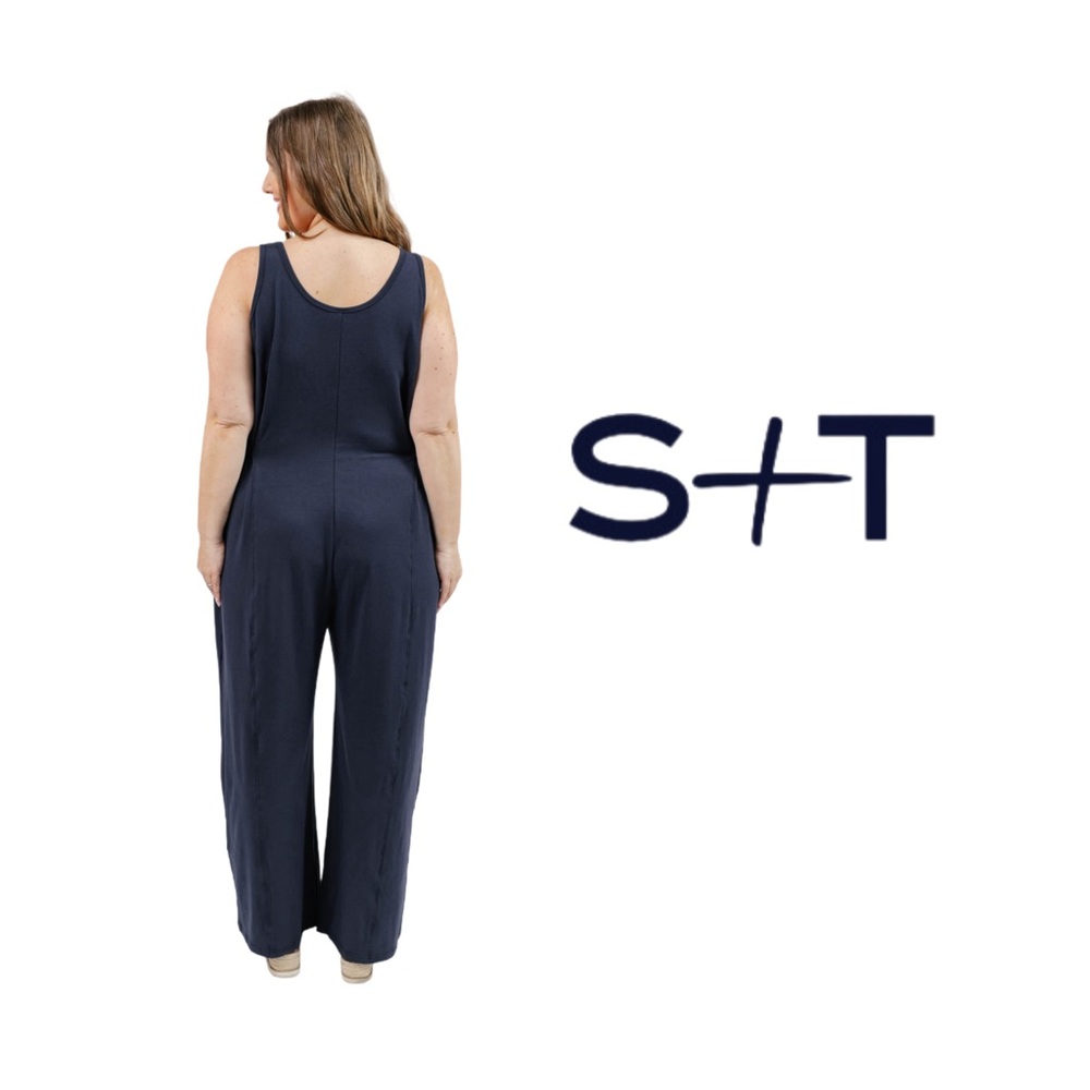 🇨🇦🆕NWT SMASH + TESS | 2X | Casual chic timeless Dark Navy Cara Wide leg Romper* - Picture 9 of 16